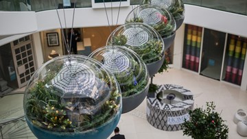 Gravity defying Perspex® Acrylic globes at London Design Week